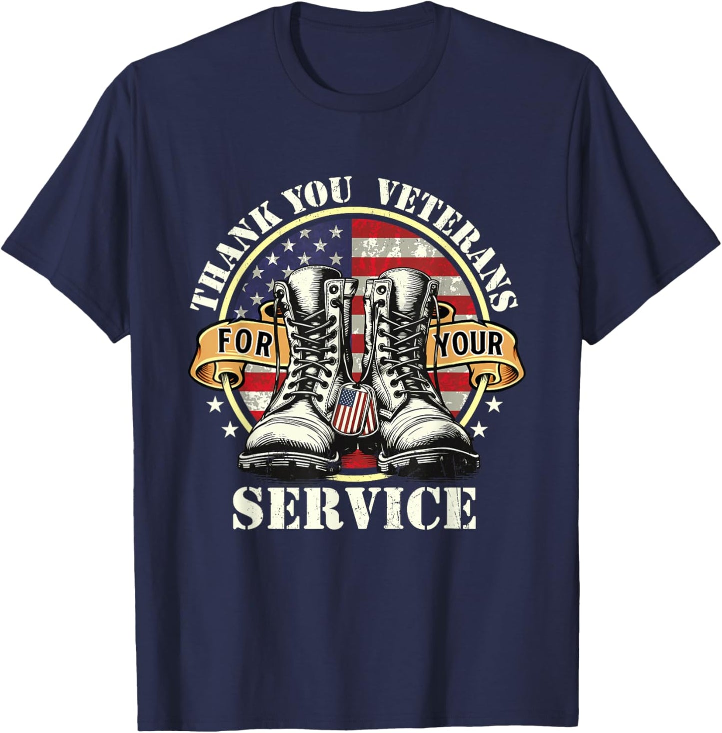 Veterans Day Shirts - Thank You Veterans For Your Service - Patriotic Military - -Adult - Black - Small - Short Sleeve T-Shirt - T-Shirt | Navy
