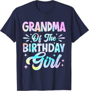 Grandma Of The Birthday Girl Shirt Tie Dye Party Family T-Shirt - T-Shirt | Navy