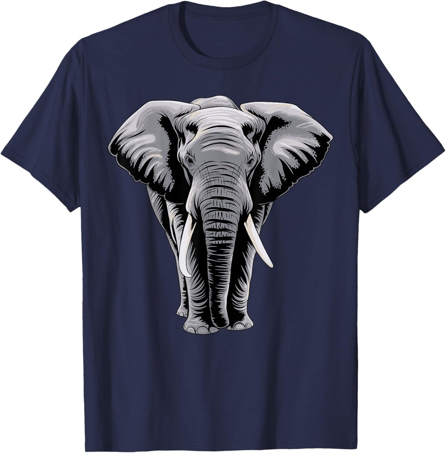 Realistic Elephant Head Wildlife Animal Art T-Shirt - T-Shirt | Navy