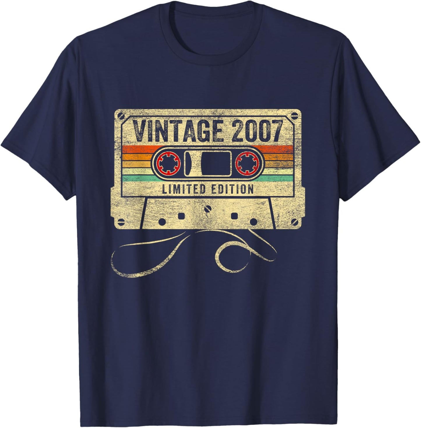 Vintage Made In 2007 18th Birthday Cassette Tape 18 Year Old T-Shirt - T-Shirt | Navy