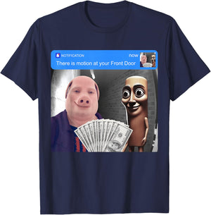 Tung Tung Tung Sahur John Pork Motion at Your Front Door T-Shirt - T-Shirt | Navy