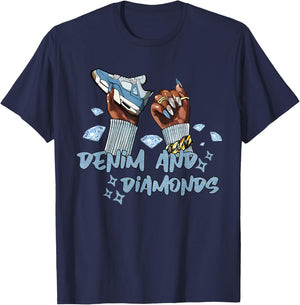 Vintage Denim and Diamonds African American Black Girl Women T-Shirt - T-Shirt | Navy