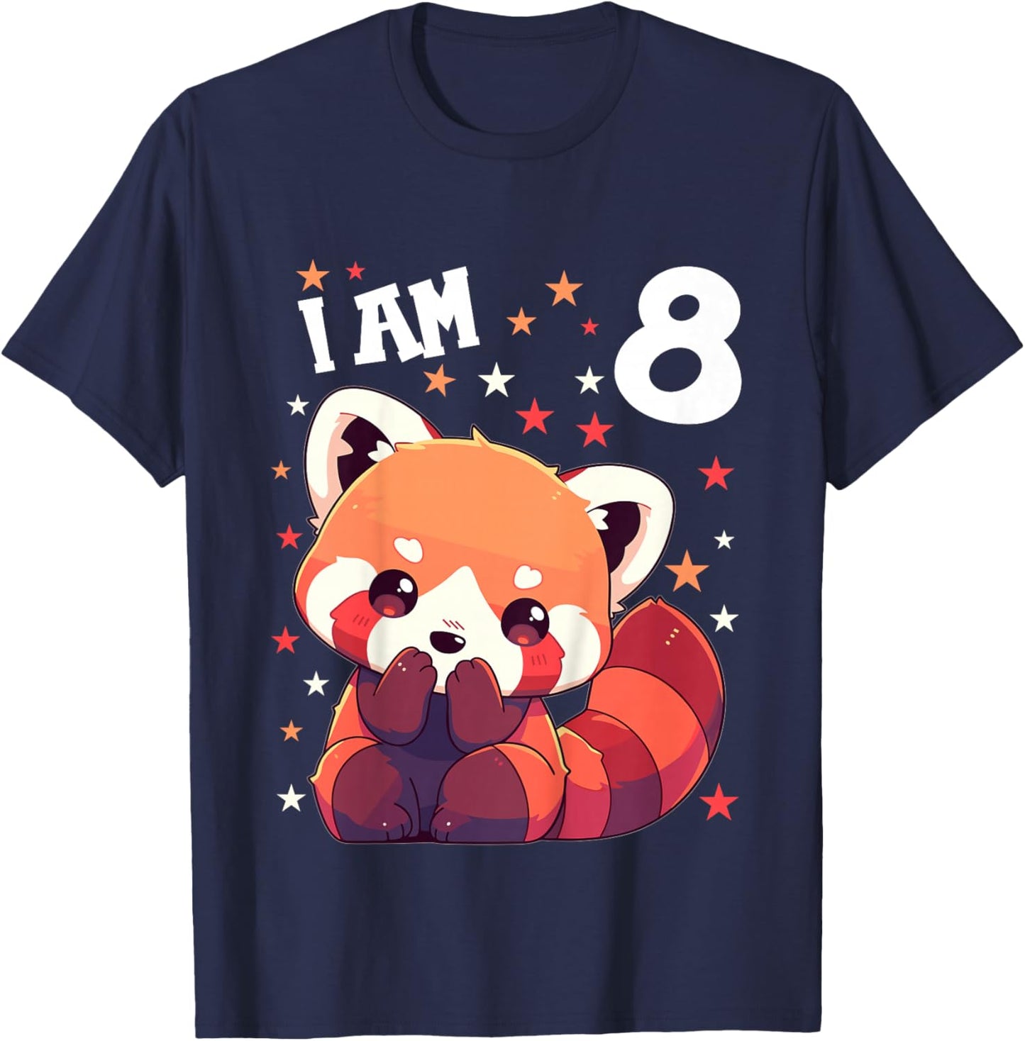 8 Years old 8 birthday Red Pandas Boy Girl Red Panda T-Shirt - T-Shirt | Navy