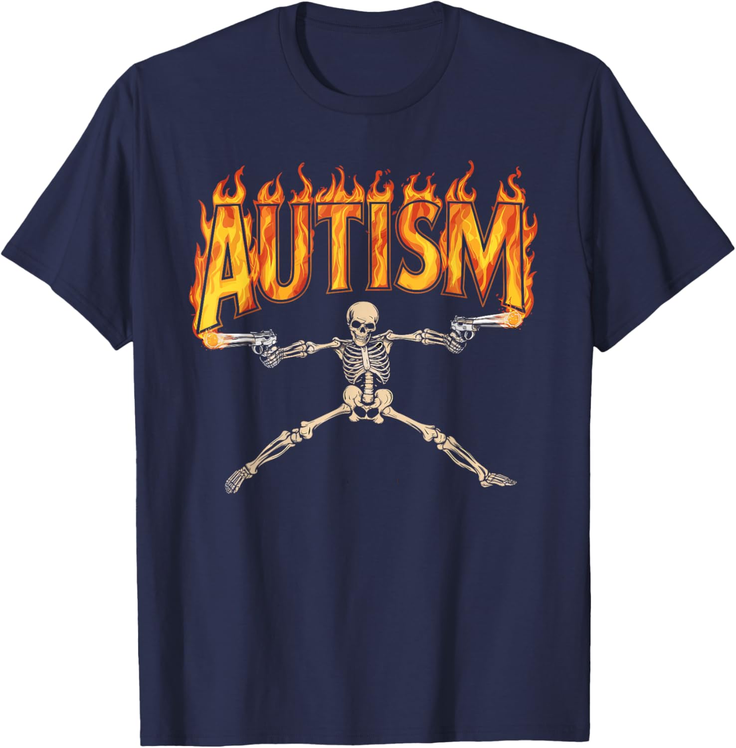Autism Awareness Autism Skeleton Meme T-Shirt - T-Shirt | Navy