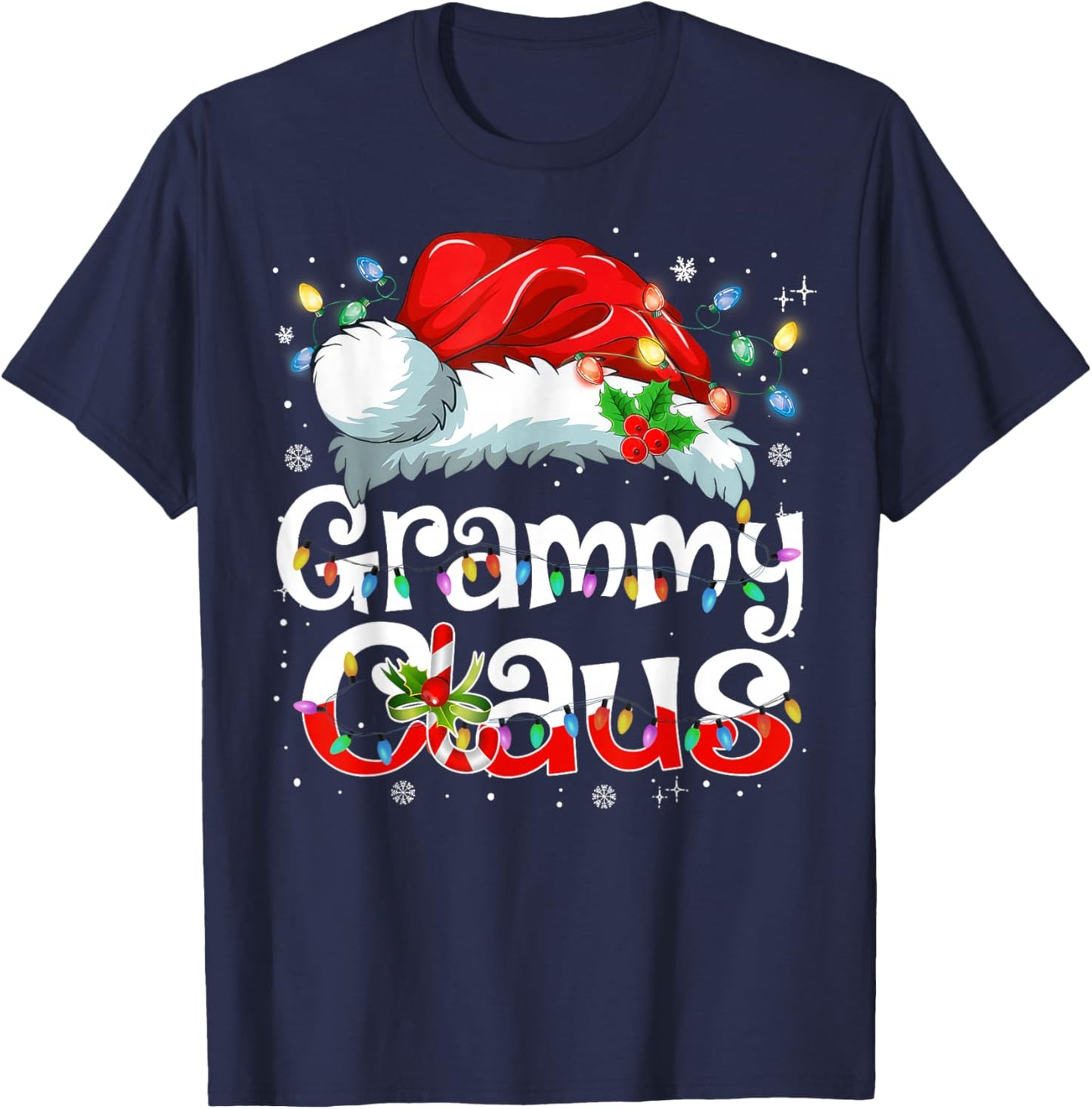 Grammy Claus Christmas Pajama Family Matching Xmas Light T-Shirt - T-Shirt | Navy