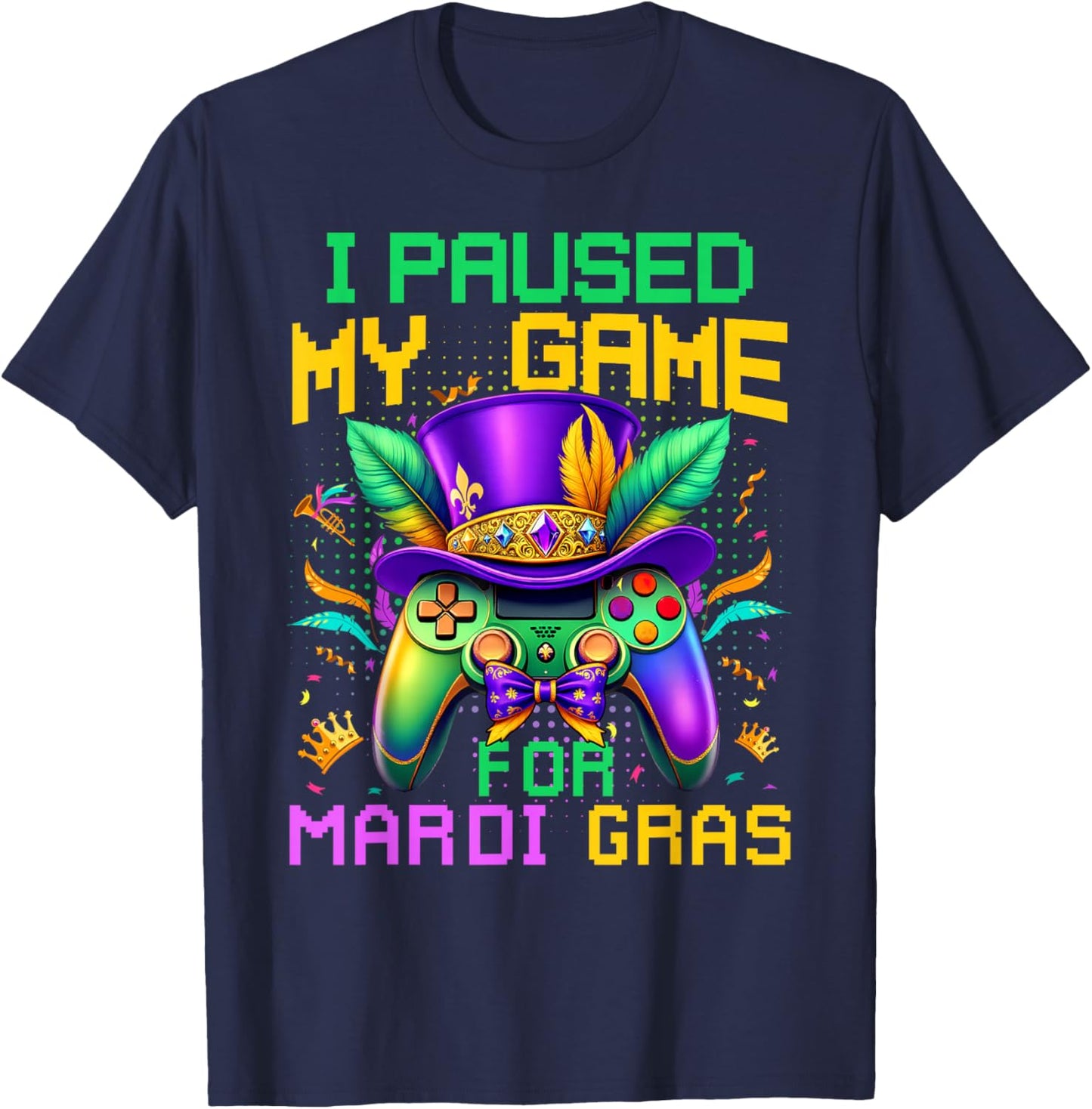 I Paused My Game For Mardi Gras Video Game Controller Boys T-Shirt - T-Shirt | Navy