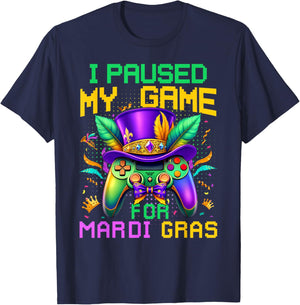 I Paused My Game For Mardi Gras Video Game Controller Boys T-Shirt - T-Shirt | Navy