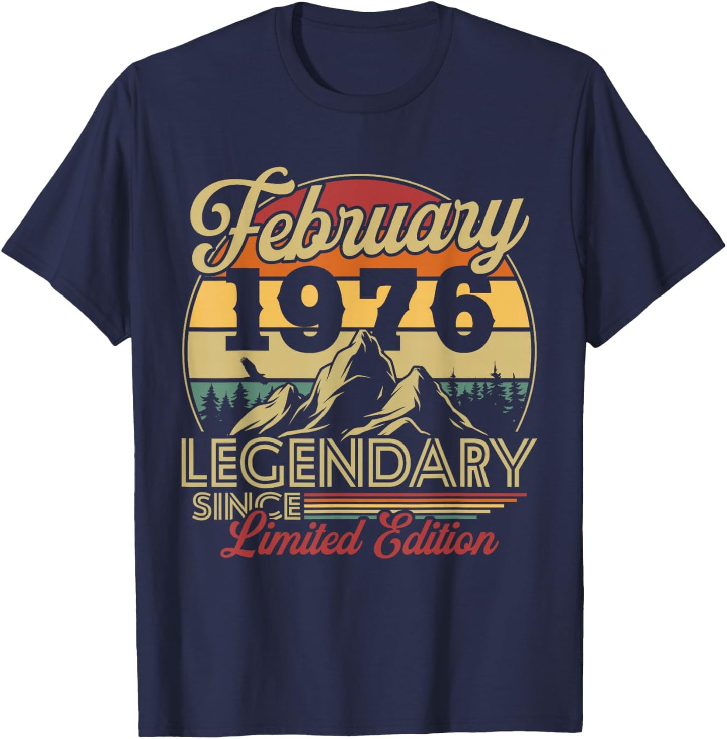 Vintage Cadeau Anniversaire 50 Ans pour Né en Février 1976 T-Shirt - T-Shirt | Navy