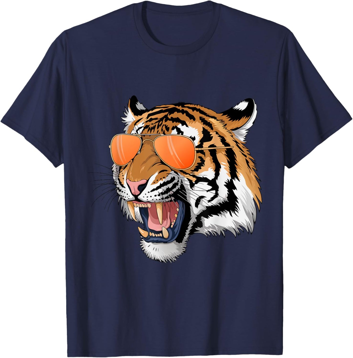 Cool Growling Bengal Tiger with Sunglasses T-Shirt - T-Shirt | Navy