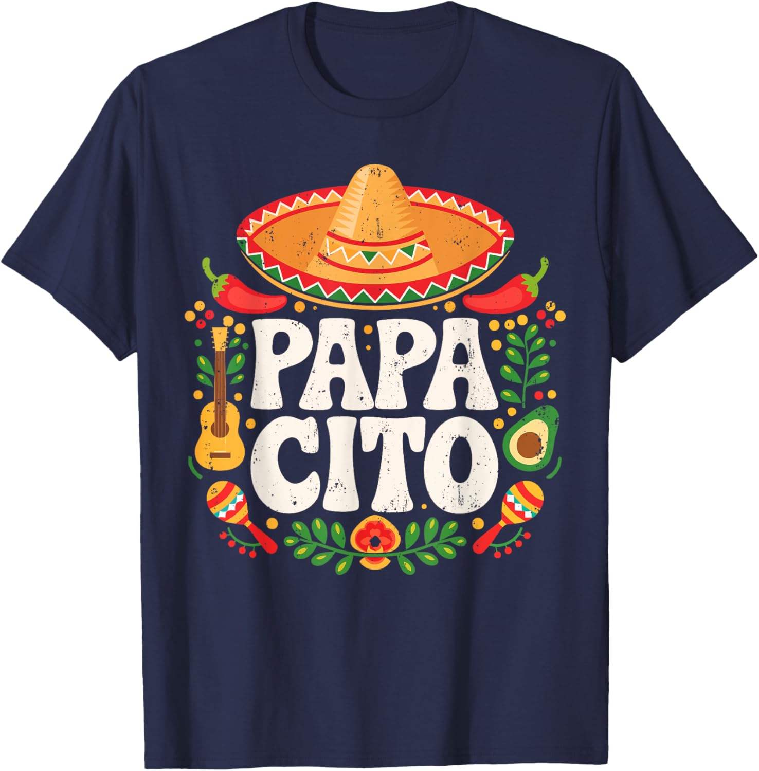 Papacito Shirt Funny Mexican Dad Men Cinco De Mayo Fiesta T-Shirt - T-Shirt | Navy