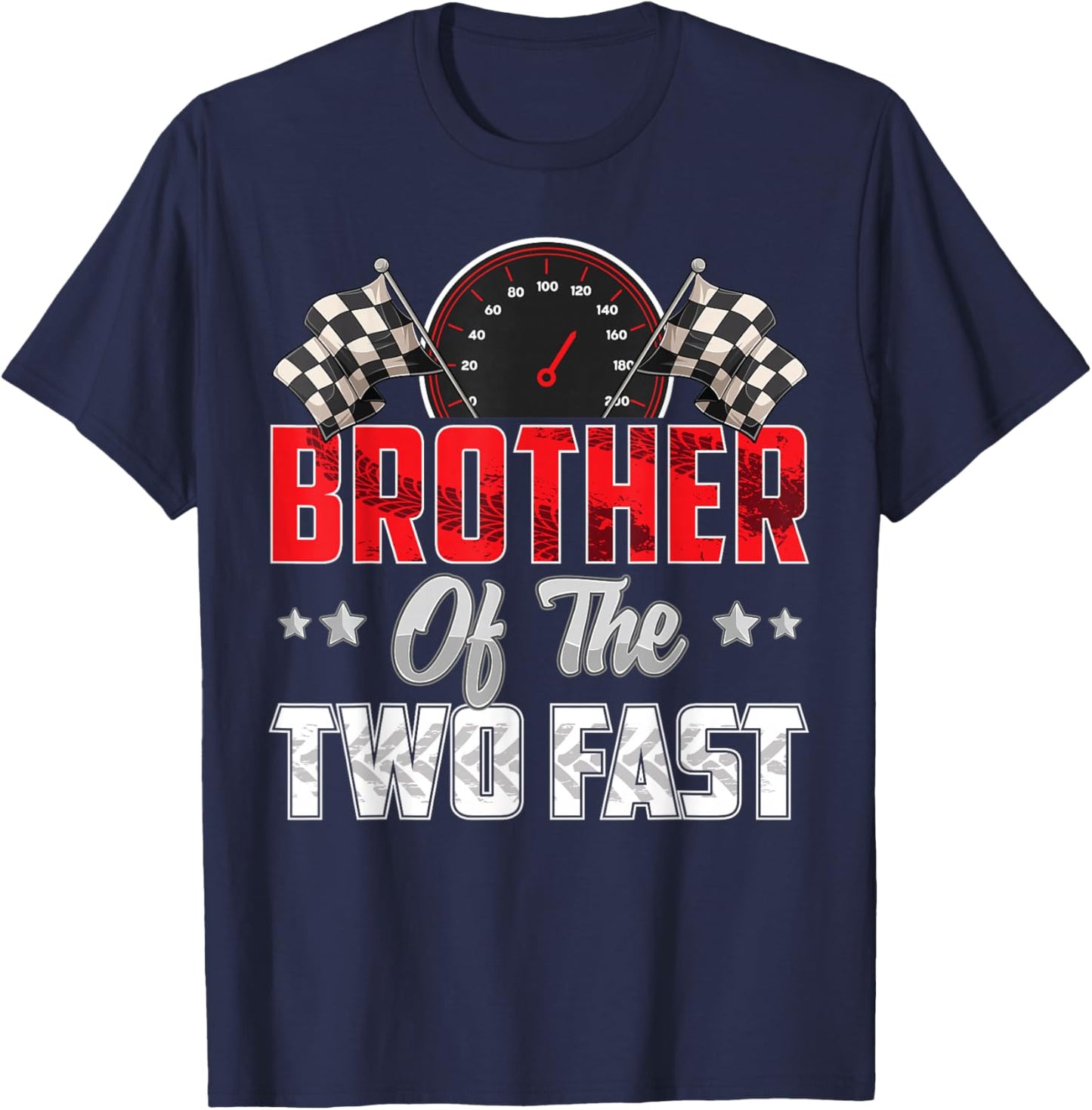 2 year old racing car two fast birthday 2nd Family Brother T-Shirt - T-Shirt | Navy