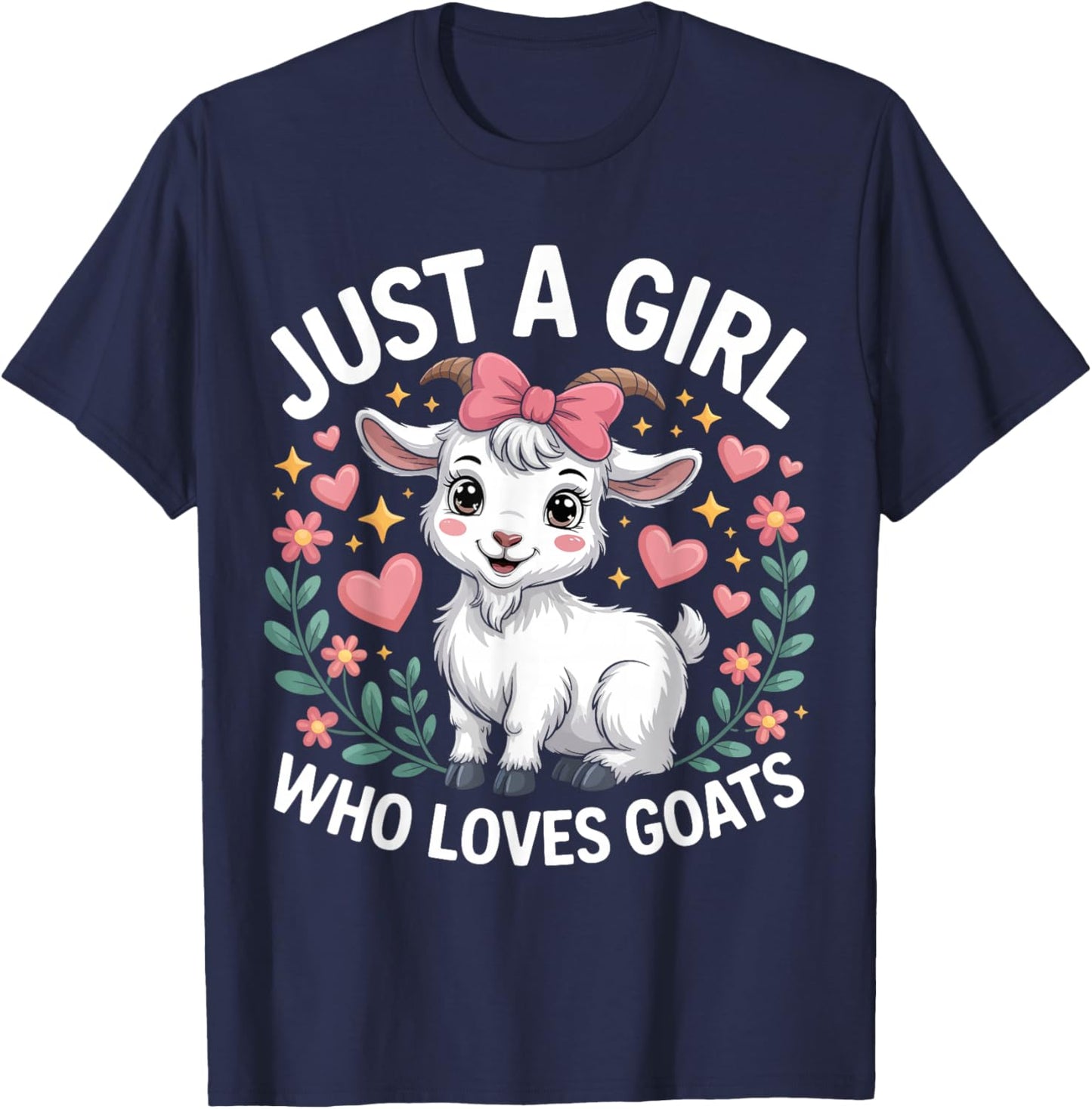 Just A Girl Who Loves Goats Cute Farm T-Shirt - T-Shirt | Navy