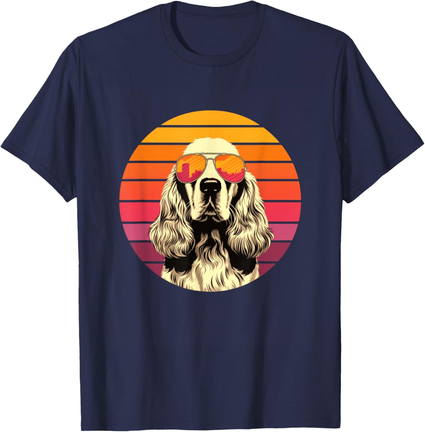 American Cocker Spaniel Dog Retro Vintage Retro 80s Men Women T-Shirt - T-Shirt | Navy