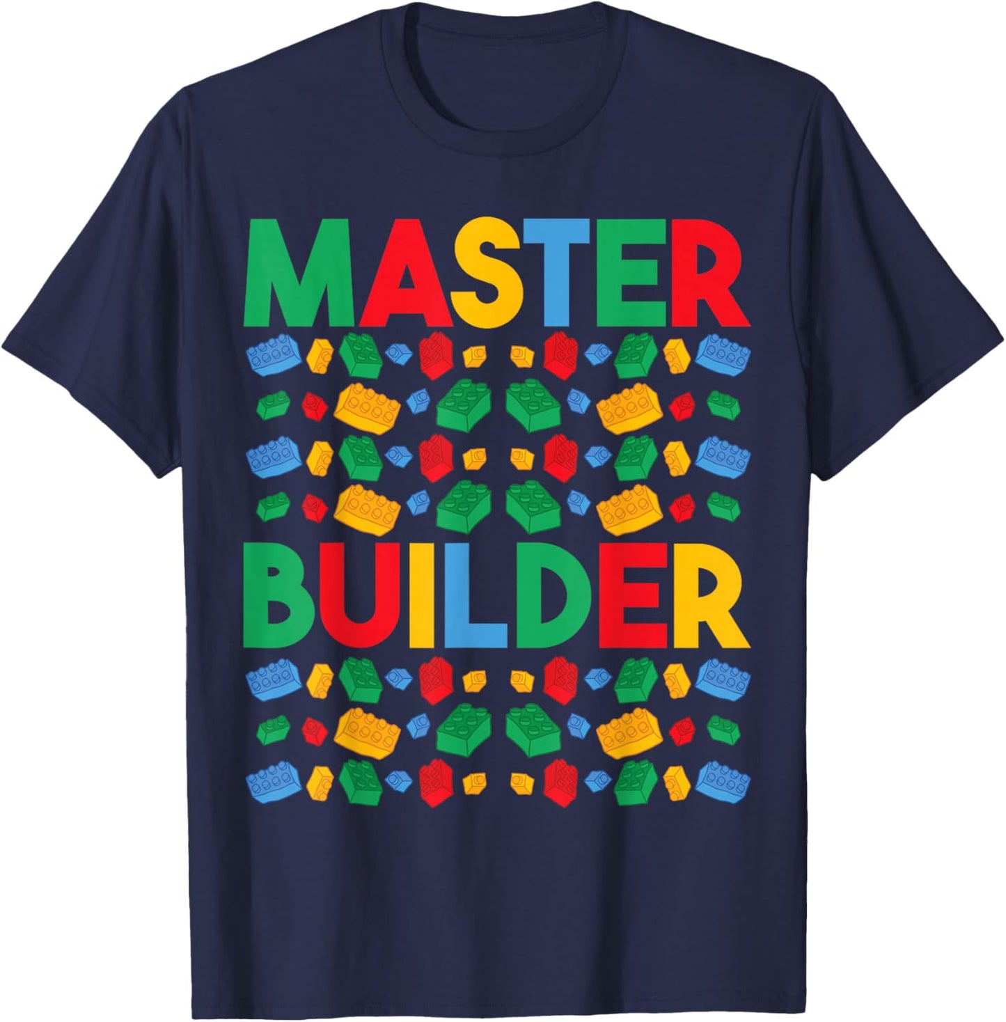 Master Builder Funny Building Blocks Gifts For Boys Kids Men T-Shirt - T-Shirt | Navy