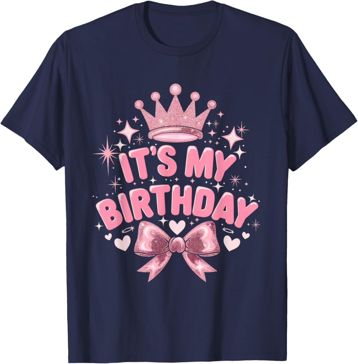 It's My Birthday Girls Women Groovy Coquette Bday T-Shirt - T-Shirt | Navy