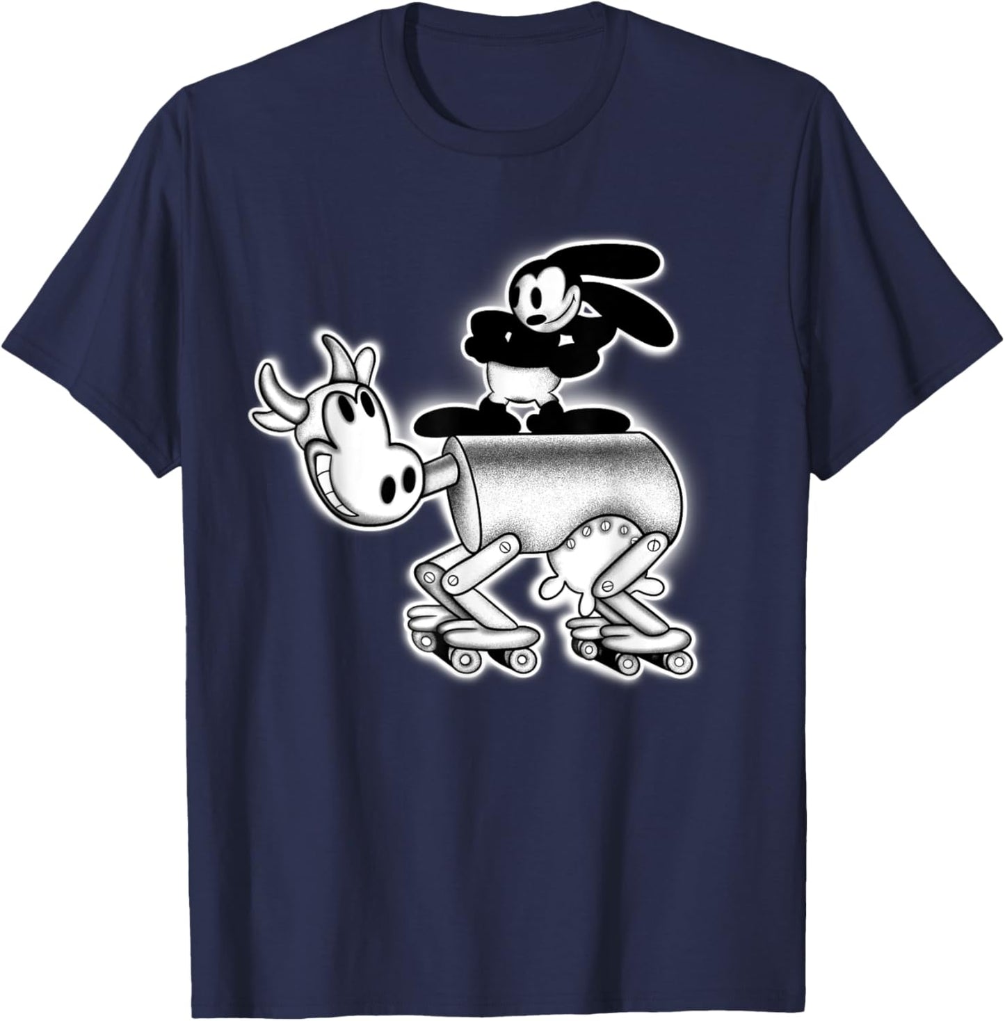 Oswald Rabbit in The Mechanical Cow x 1927 Cartoon T-Shirt - T-Shirt | Navy