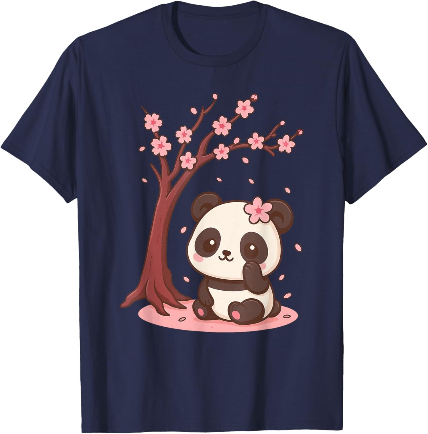 Japanese Panda Kawaii Cherry Blossom Sakura Anime T-Shirt - T-Shirt | Navy