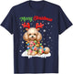 Christmas Pajamas Men Women Kids Christmas Poodle Dog T-Shirt - T-Shirt | Navy