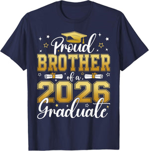 Proud Brother of a Class of 2026 Graduate Senior Graduation T-Shirt - T-Shirt | Navy