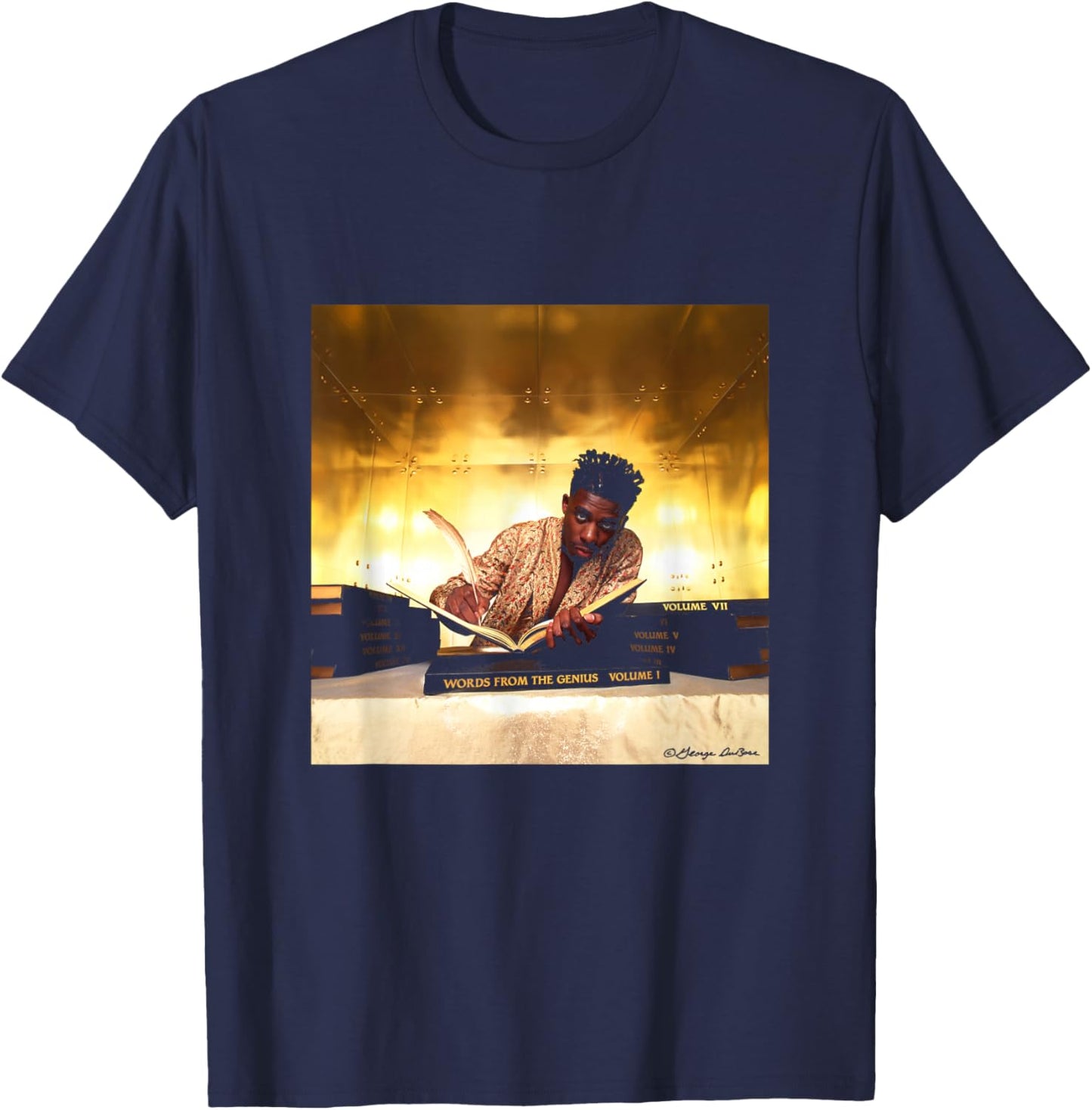 GZA Album Art Words From The Genius By George DuBose T-Shirt - T-Shirt | Navy