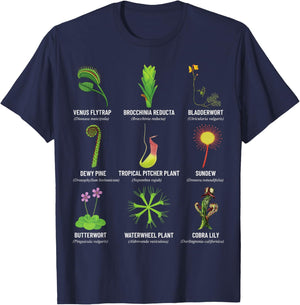 Carnivorous Plants Chart Venus Flytrap, Pitcher Plant T-Shirt - T-Shirt | Navy