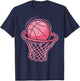 Vintage Pink Basketball Toddler Girl T-Shirt - T-Shirt | Navy