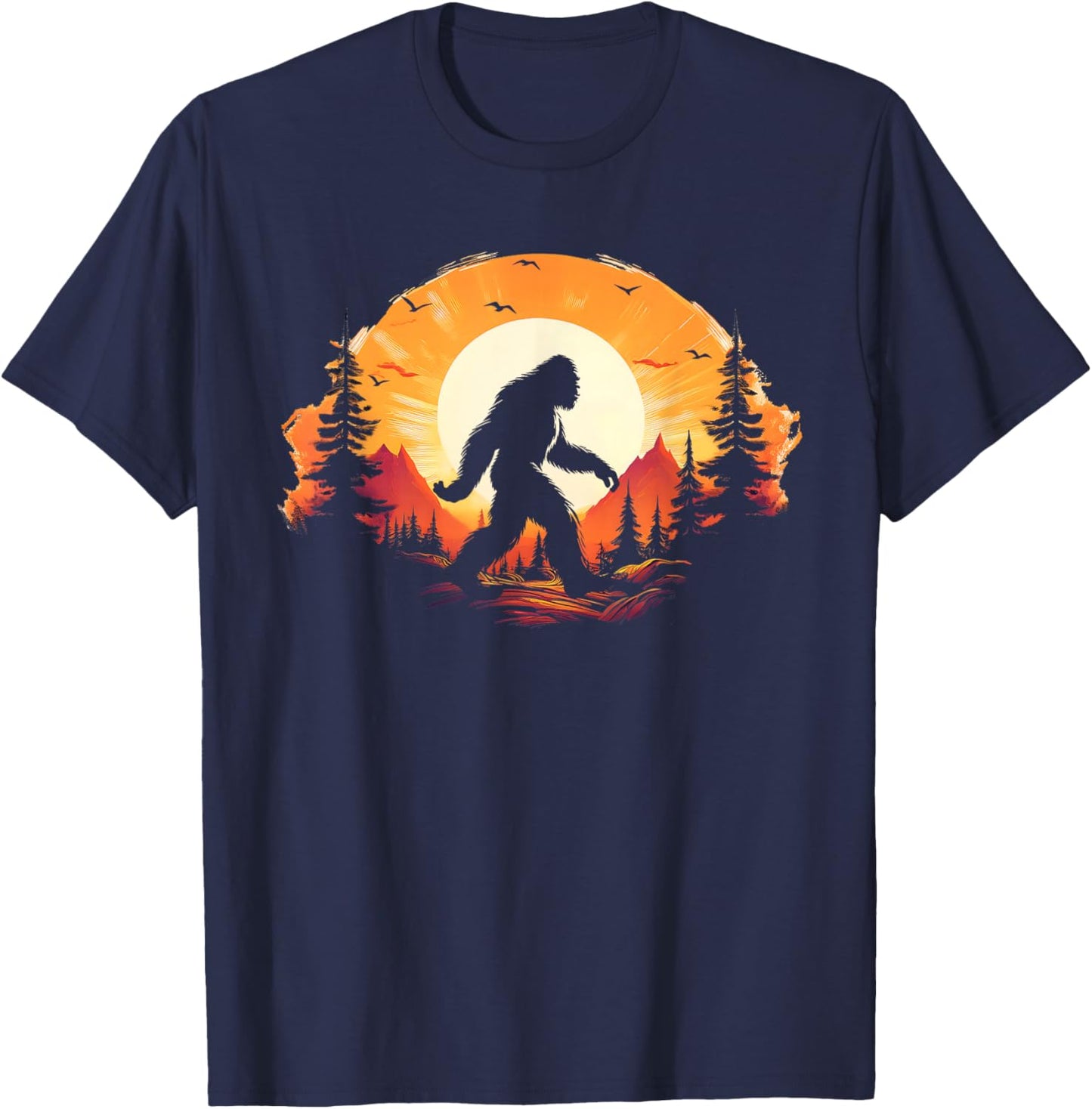 Bigfoot Believer Silhouette Sasquatch Hide And Seek T-Shirt - T-Shirt | Navy