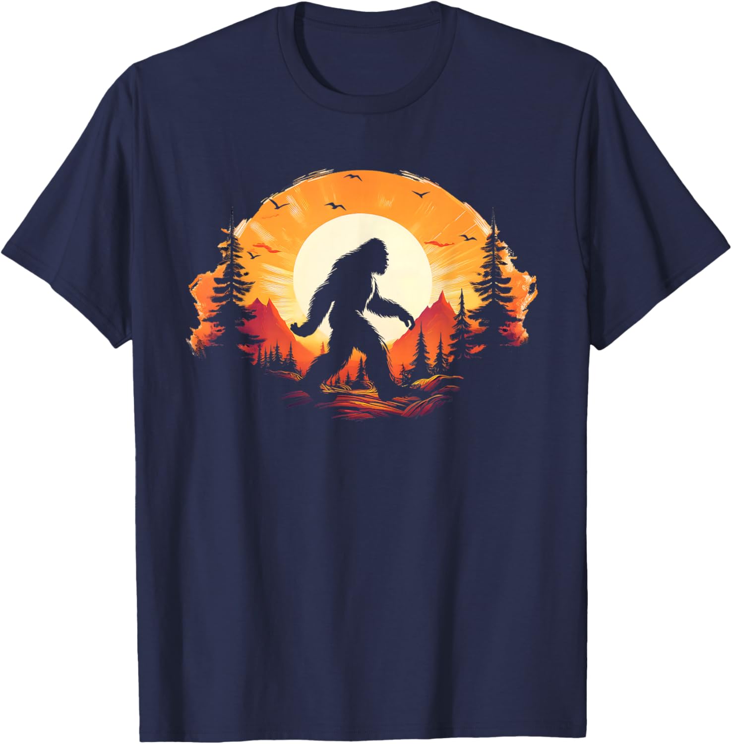 Bigfoot Believer Silhouette Sasquatch Hide And Seek T-Shirt - T-Shirt | Navy