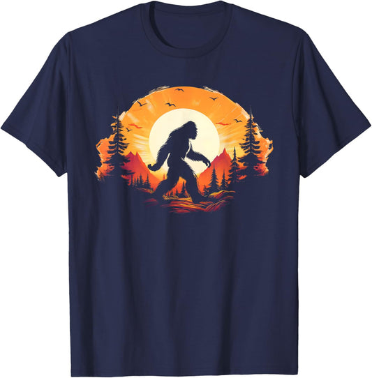 Bigfoot Believer Silhouette Sasquatch Hide And Seek T-Shirt - T-Shirt | Navy