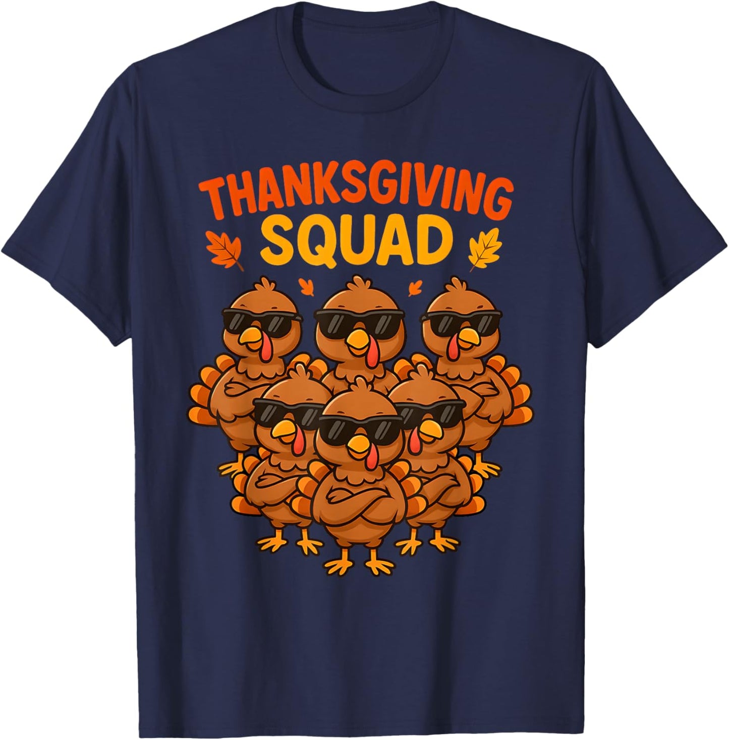 Funny Thanksgiving Turkey Squad Crew Boys Girls Kids Teens T-Shirt - T-Shirt | Navy