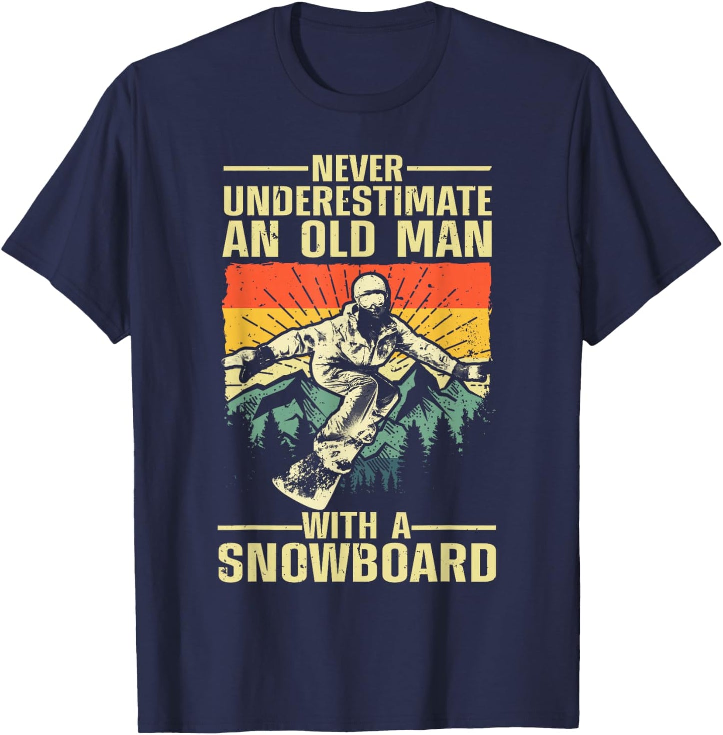 Cool Snowboarding Art Grandpa Dad Winter Snowboarder T-Shirt - T-Shirt | Navy