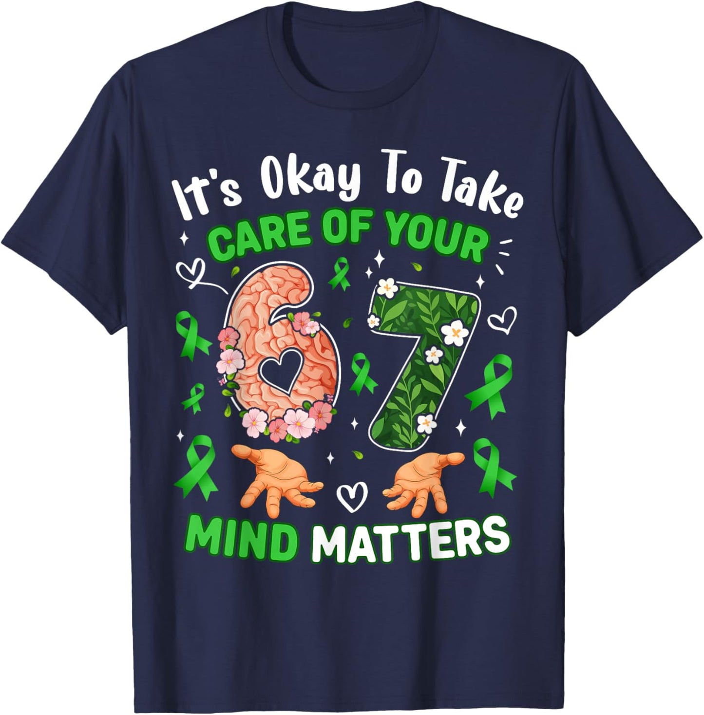 Six Seven Mind Matters Mental Health Awareness 6 7 Kids Boys T-Shirt - T-Shirt | Navy