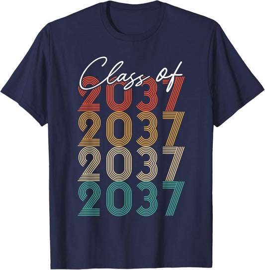 Class of 2037 Vintage Kindergarten To Graduation T-Shirt - T-Shirt | Navy