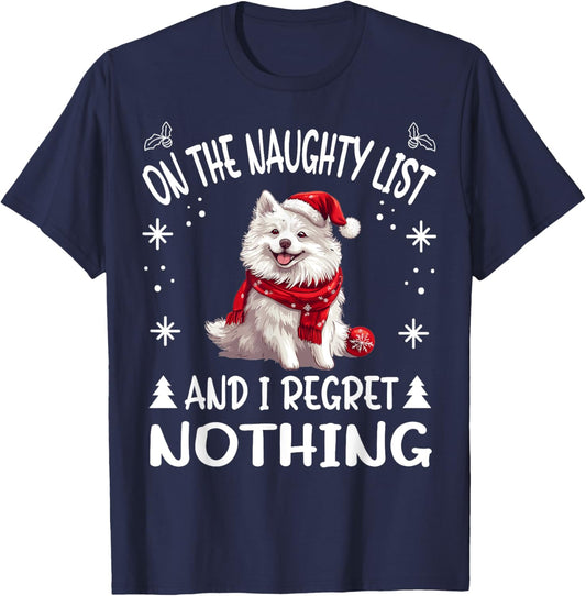 Cute American Eskimo Dog Christmas On The Naughty List and I T-Shirt - T-Shirt | Navy