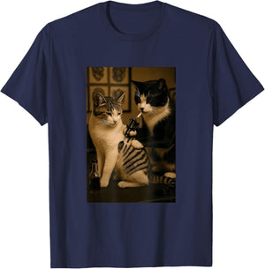 Vintage Katze Raucht Tattoo Tätowierte Kätzchen Künstler T-Shirt - T-Shirt | Navy