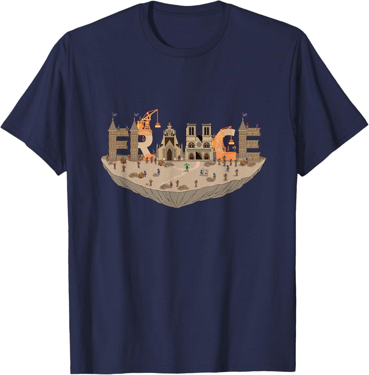 Medieval French History Lover Construction Word Art - France T-Shirt - T-Shirt | Navy