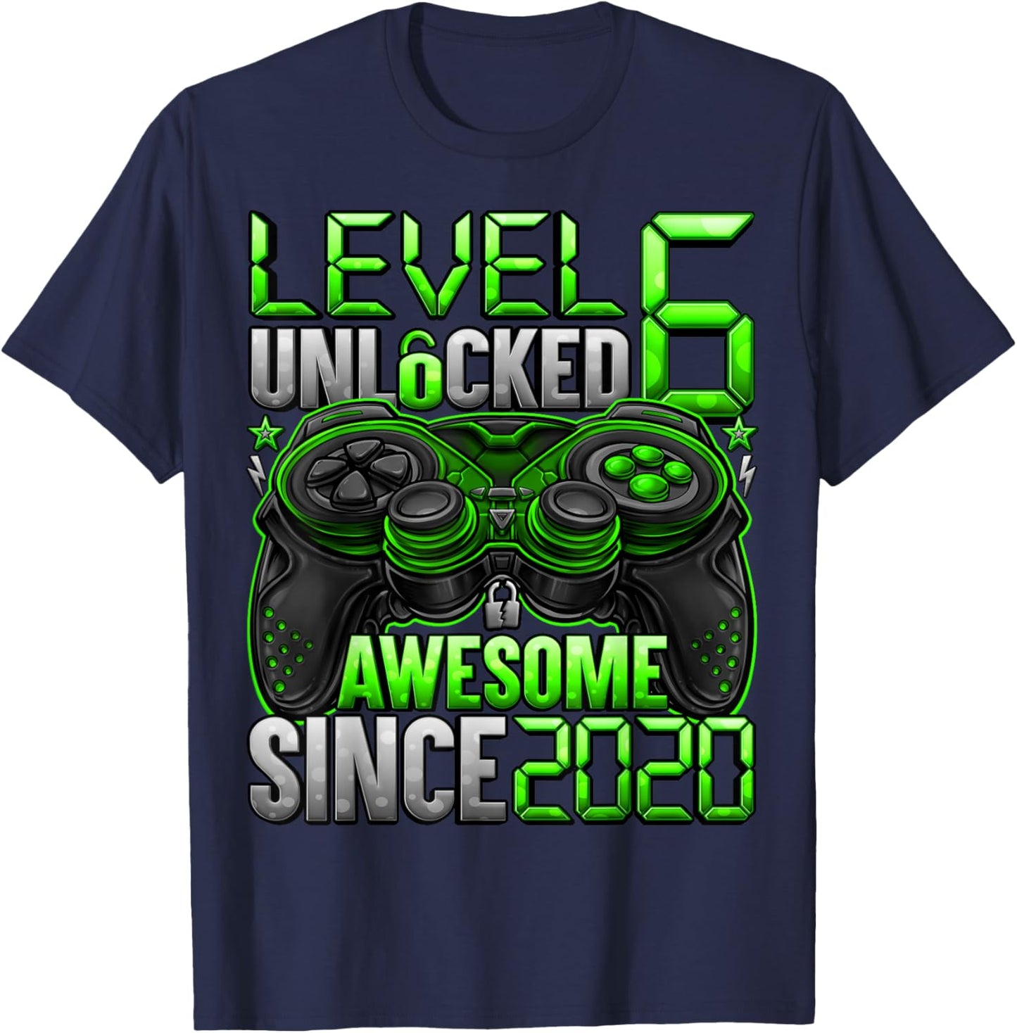 Level 6 Unlocked 6 Year Old Gifts for Boys 6th Birthday Boy T-Shirt - T-Shirt | Navy