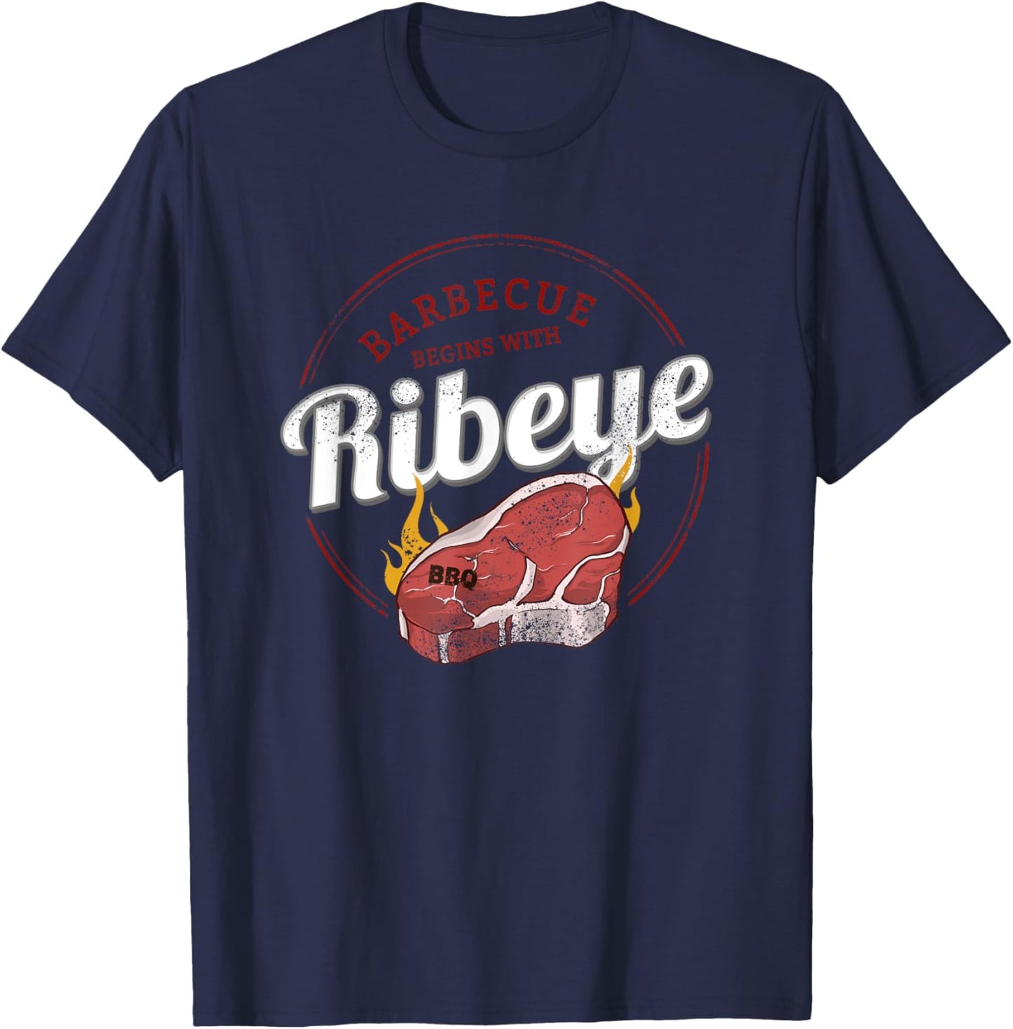 Ribeye Barbecue Beef Vintage BBQ Rib Eye Grill Father's Day T-Shirt - T-Shirt | Navy
