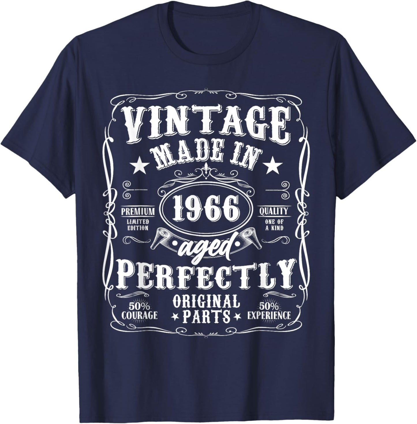 60th Birthday Man Woman 60 Years 1966 Decorative Gift Funny T-Shirt - T-Shirt | Navy