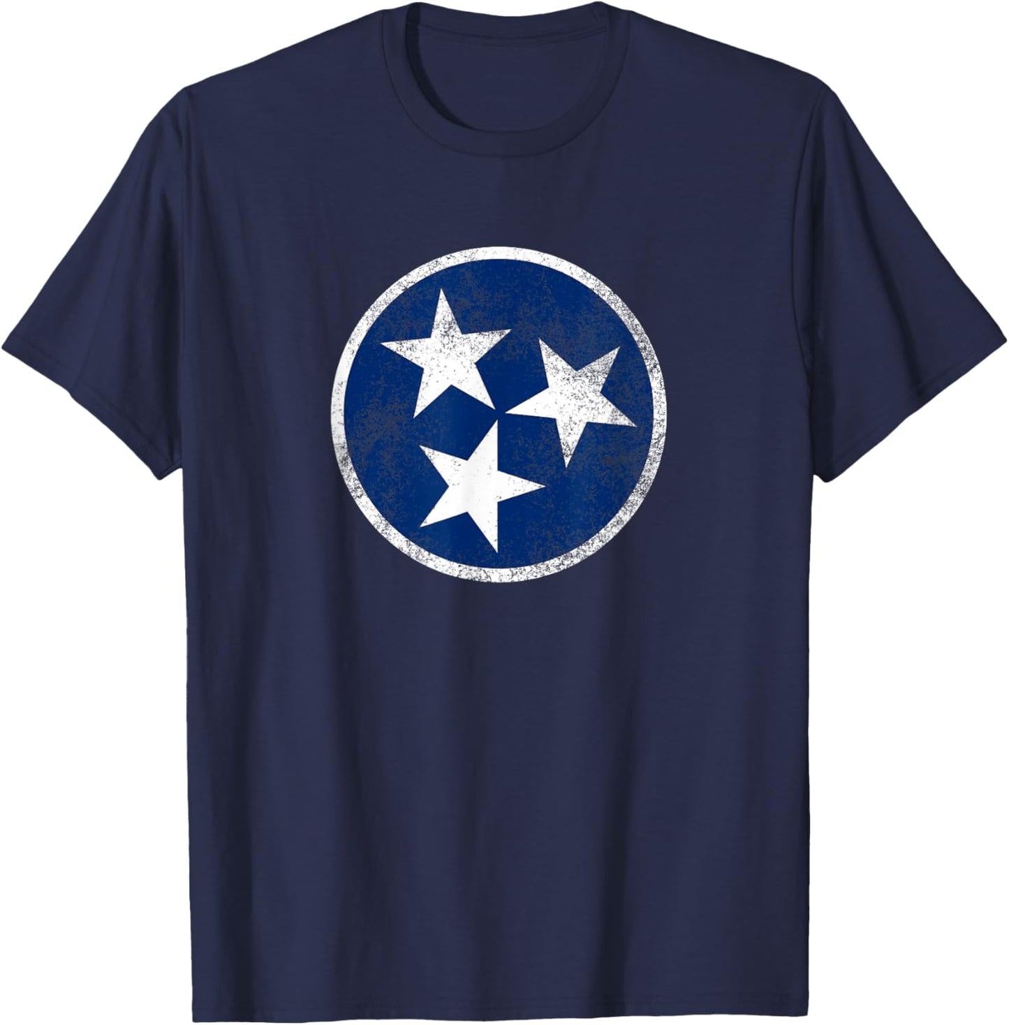 Tennessee Flag Tristar Logo Retro Vintage Distressed T-Shirt - T-Shirt | Navy