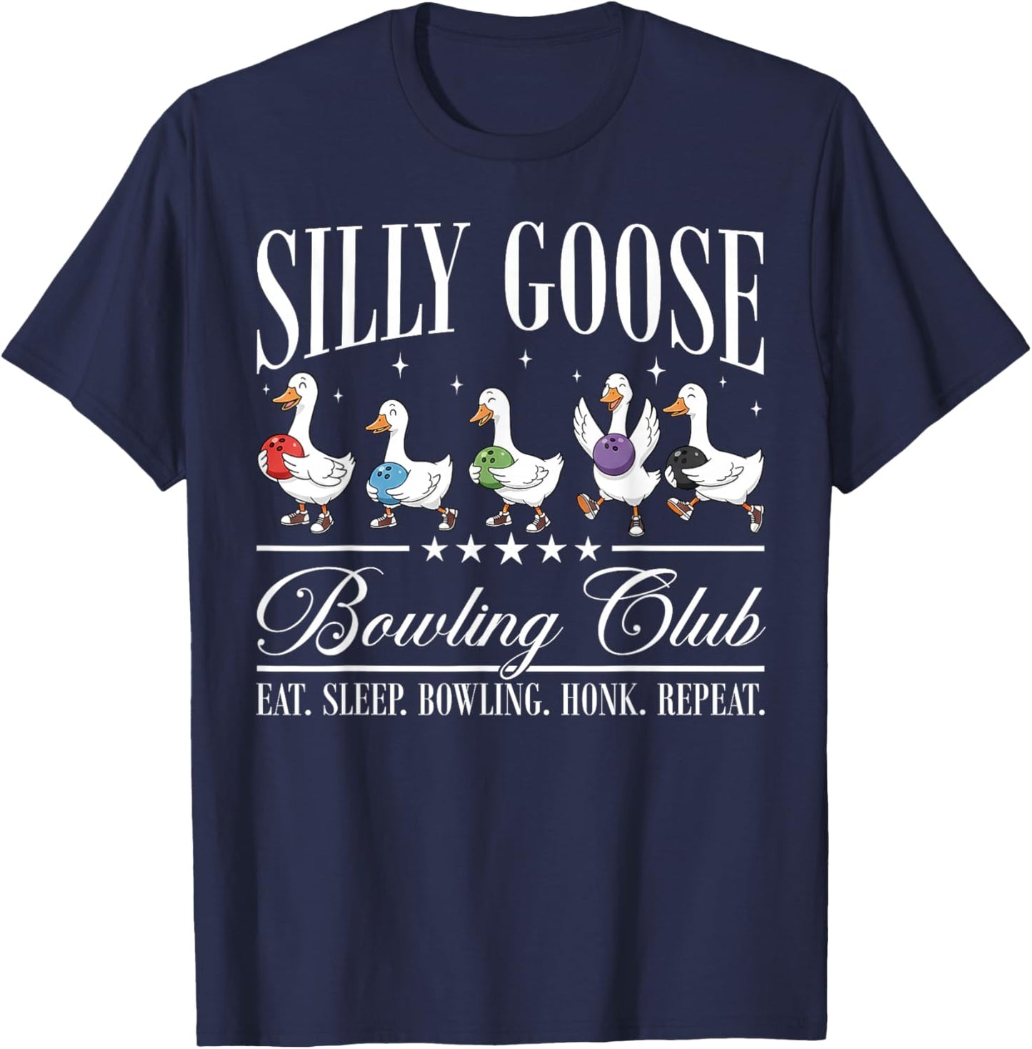 Silly Goose Bowling Club Funny Goose Bowling Lovers T-Shirt - T-Shirt | Navy