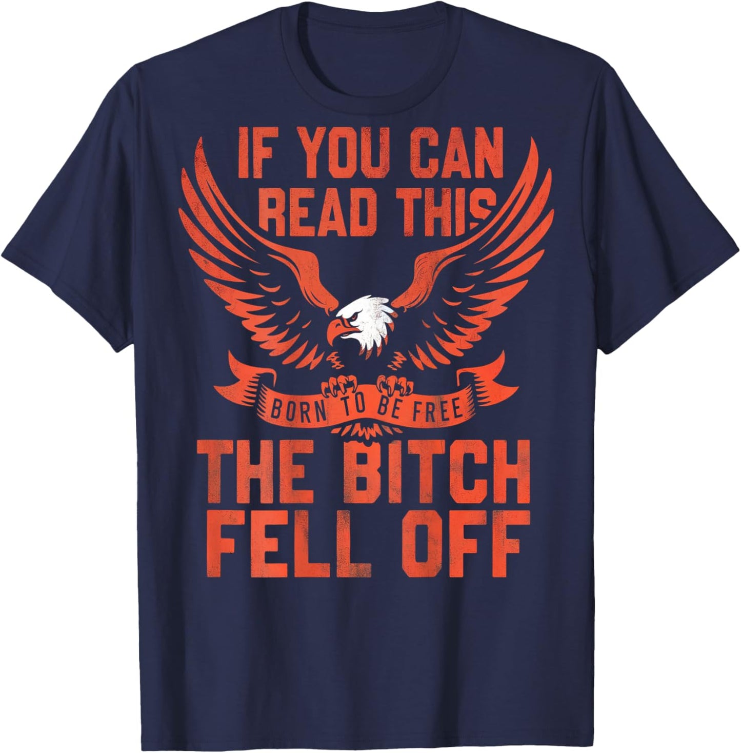 If You Can Read This The Bitch Fell Off Biker Back Print T-Shirt - T-Shirt | Navy