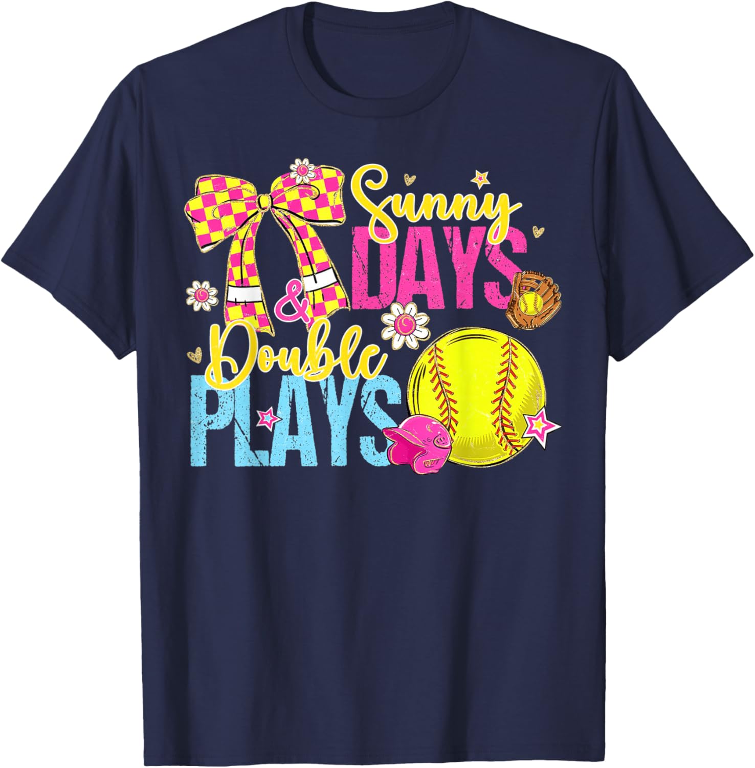 Sunny Days & Double Plays Softball Field Mama Style T-Shirt - T-Shirt | Navy