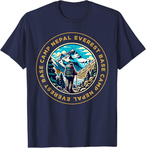 Everest Base Camp Nepal Mountain Everest View Hiking T-Shirt - T-Shirt | Navy