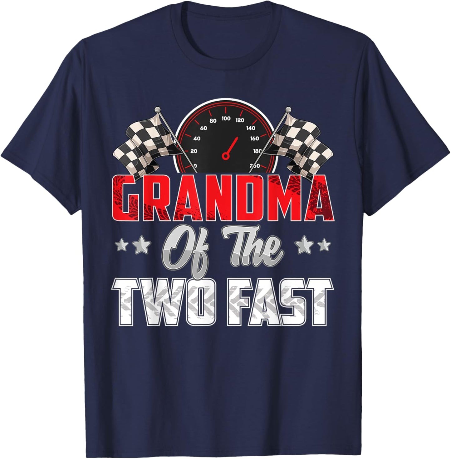 2 year old racing car two fast birthday 2nd Family Grandma T-Shirt - T-Shirt | Navy