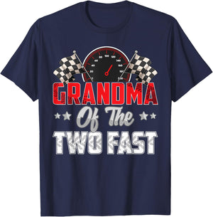 2 year old racing car two fast birthday 2nd Family Grandma T-Shirt - T-Shirt | Navy