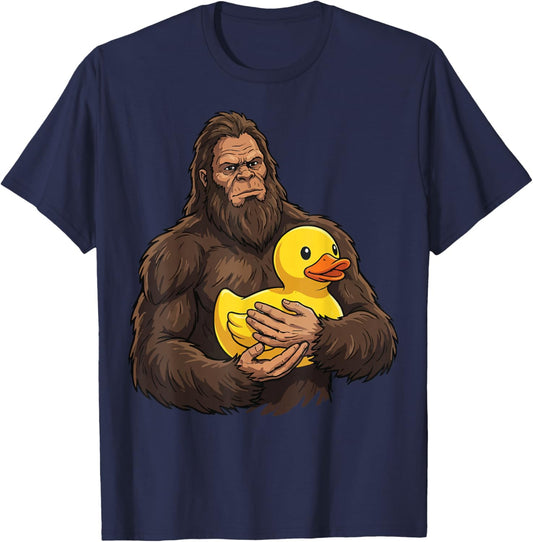 Bigfoot Holding Rubber Duck T-Shirt - T-Shirt | Navy