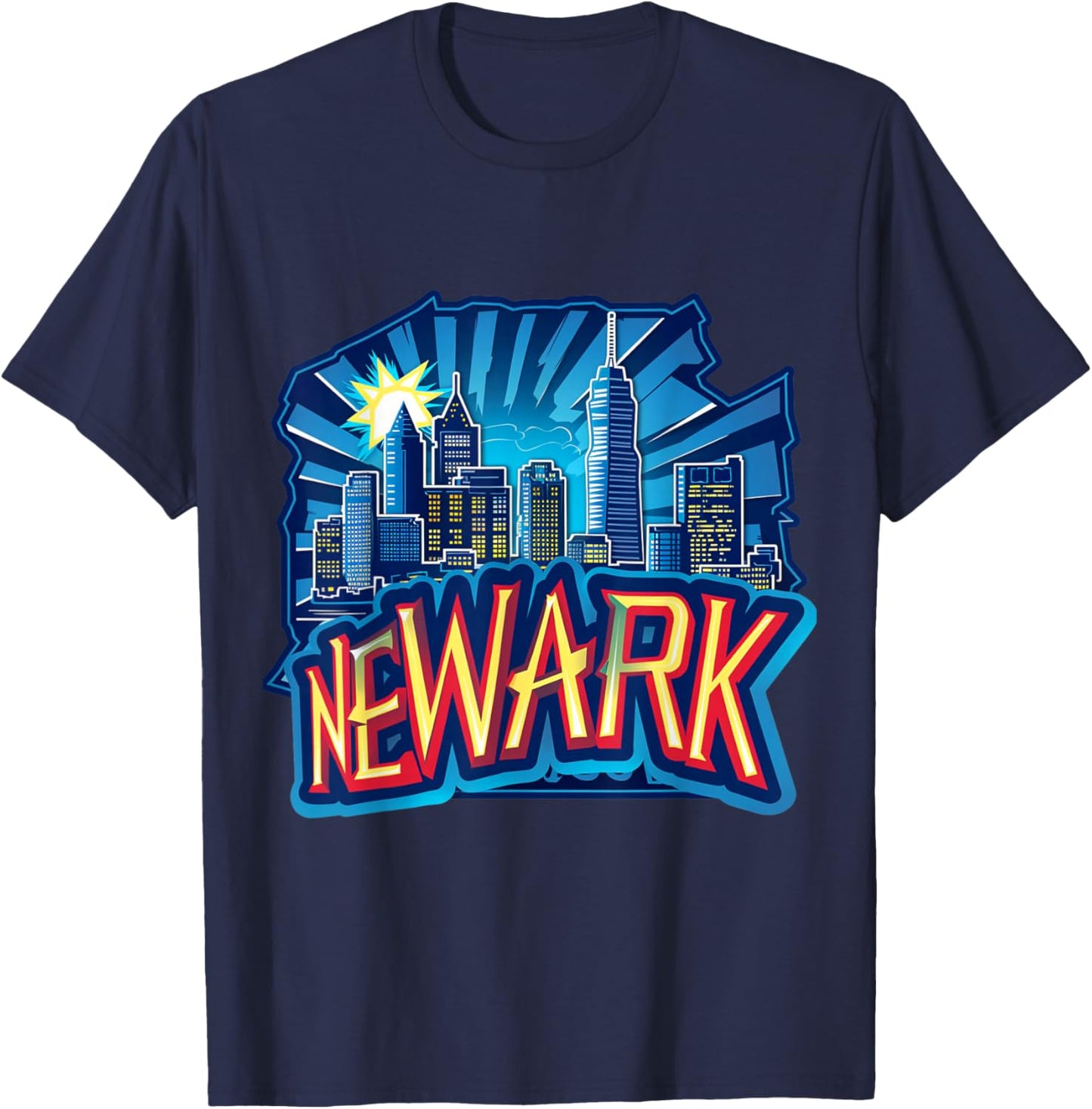 Newark New Jersey NJ Downtown Skyline City Pride Urban Vibes T-Shirt - T-Shirt | Navy