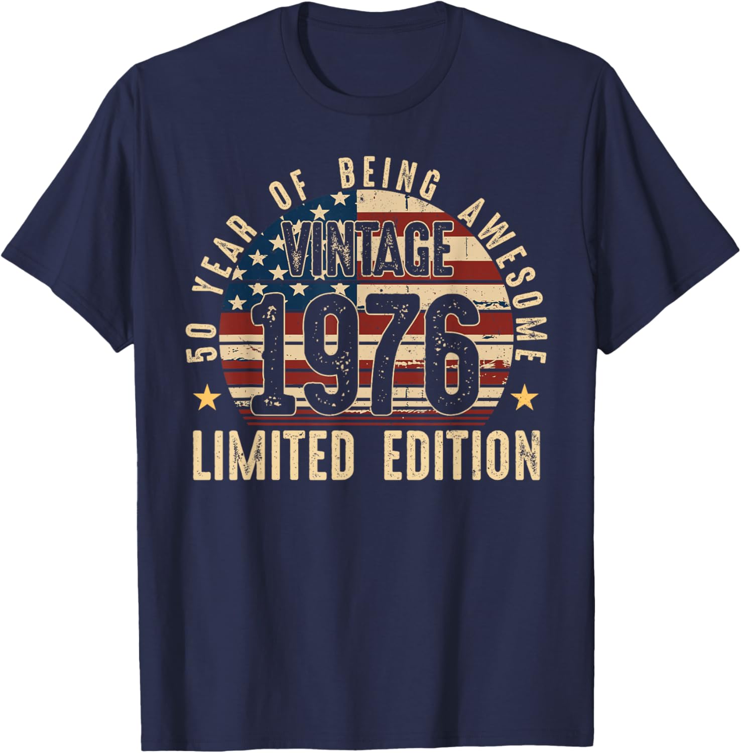 50th Birthday Gift Vintage Born 1976 Turning 50 Years Old T-Shirt - T-Shirt | Navy