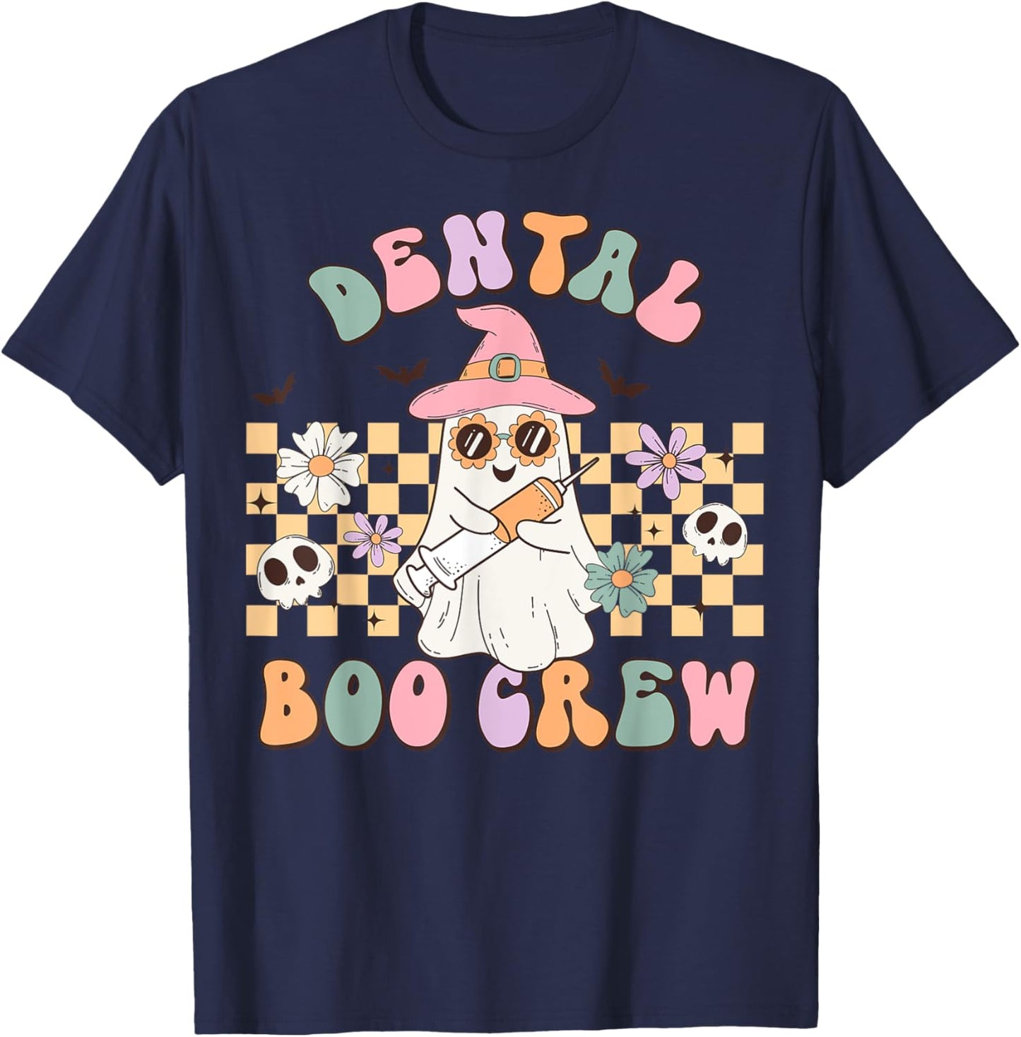Dental Boo Crew Retro Halloween Dental Assistant T-Shirt - T-Shirt | Navy